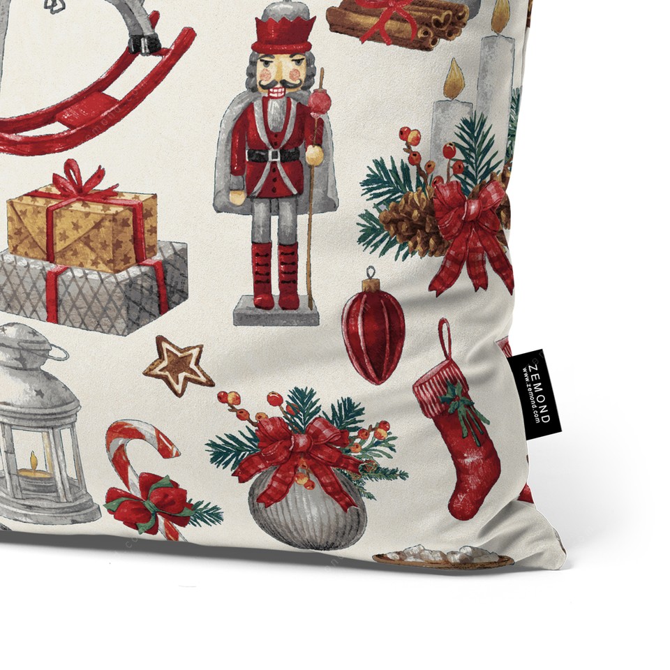 کاور کوسن زیما طرح فندق شکن و کادوهای کریسمس کد 69 کرم