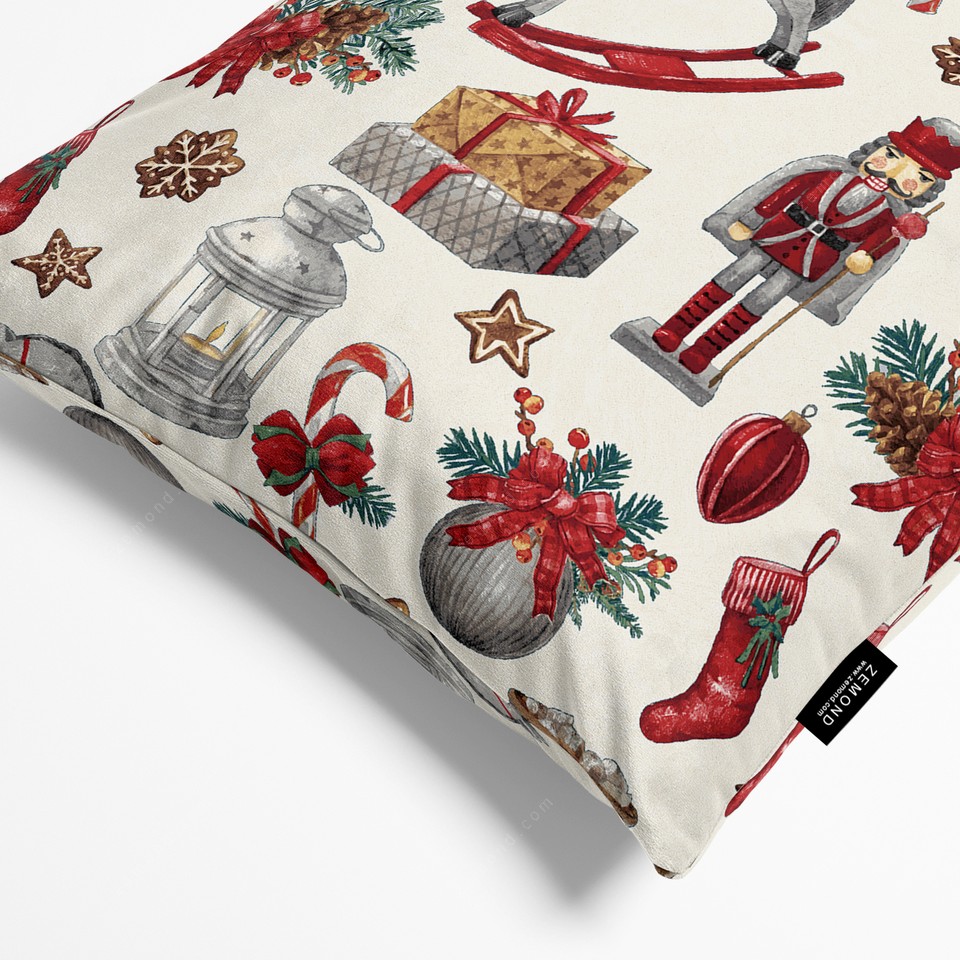 کاور کوسن زیما طرح فندق شکن و کادوهای کریسمس کد 69 کرم