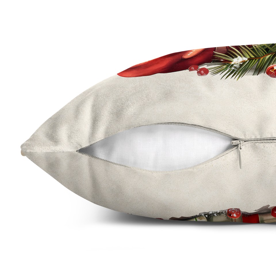 کاور کوسن زیما طرح جوراب کریسمس و هدیه ها کد 90 کرم-قرمز